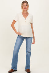 Light Blue Lightly Distressed Maternity Straight Leg Jeans