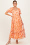 Peach Floral Maternity Midi Dress