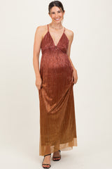 Rust Shimmer Open Tie Back Maternity Maxi Dress