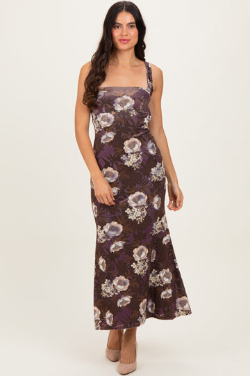 Chocolate Lace Up Back Midi Dress