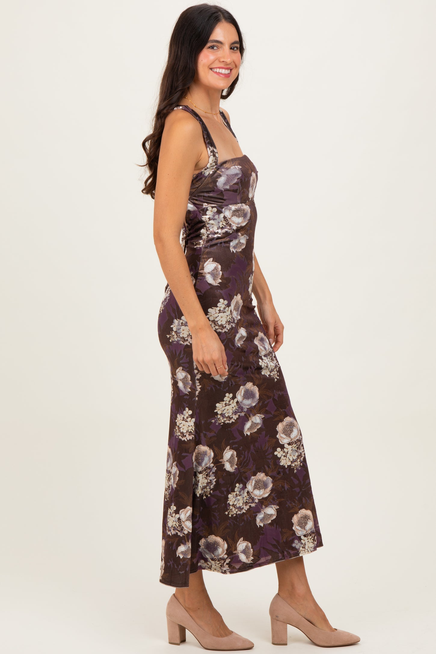 Chocolate Lace Up Back Midi Dress