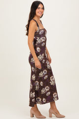 Chocolate Lace Up Back Midi Dress