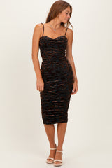 Forest Green Ruching Midi Dress