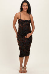 Forest Green Ruching Midi Maternity Dress