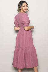 Mauve Textured Flowy Dress