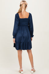 Navy Suede Maternity Dress