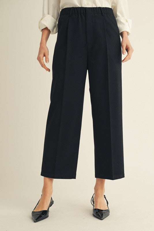 Black Elastic Waist Semi Formal Slacks