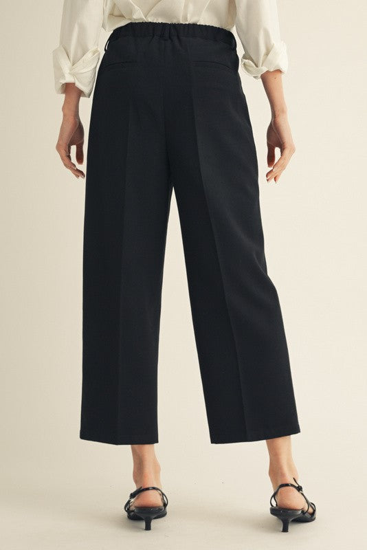 Black Elastic Waist Semi Formal Slacks