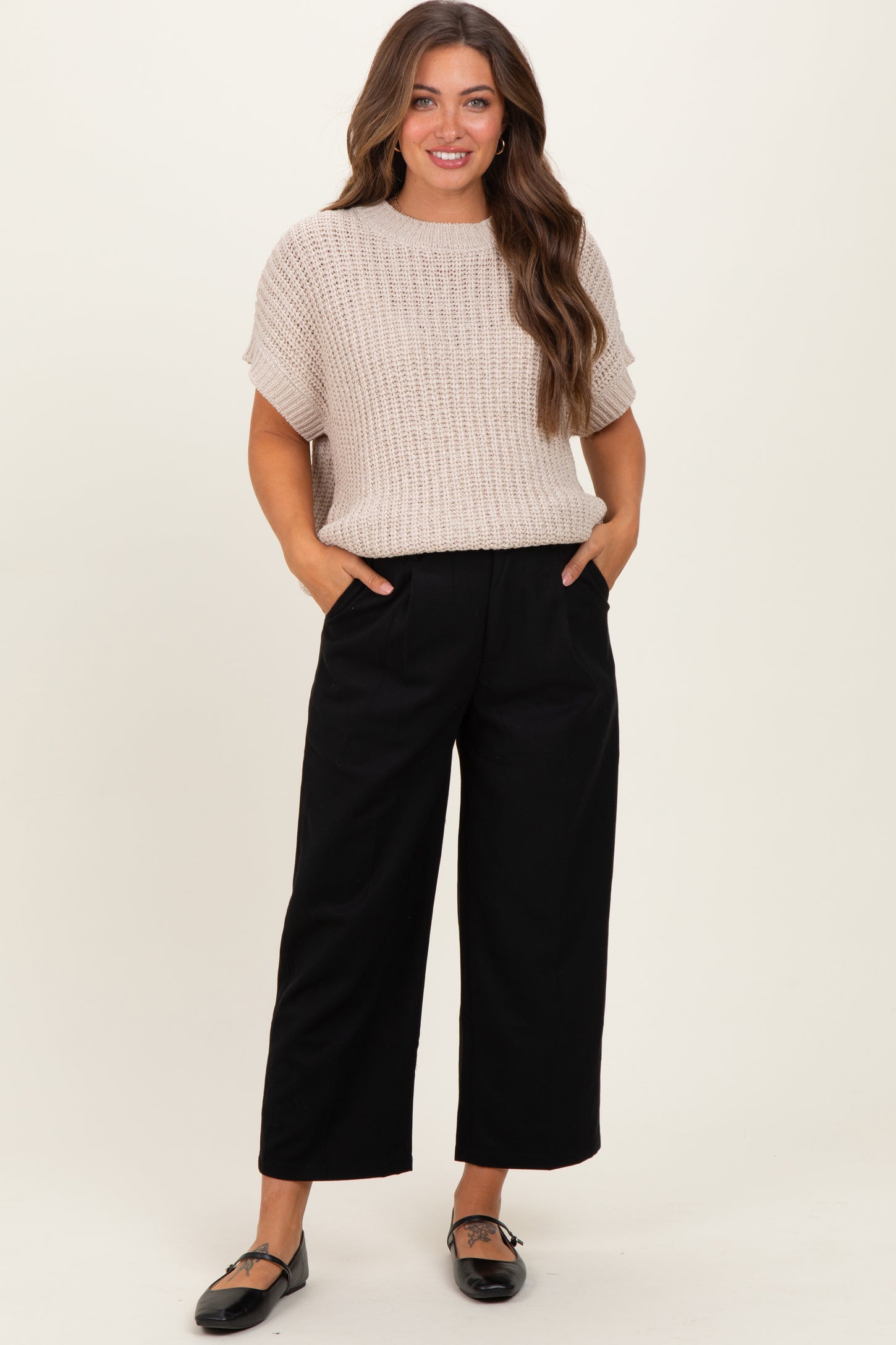 Black Elastic Waist Semi Formal Maternity Slacks