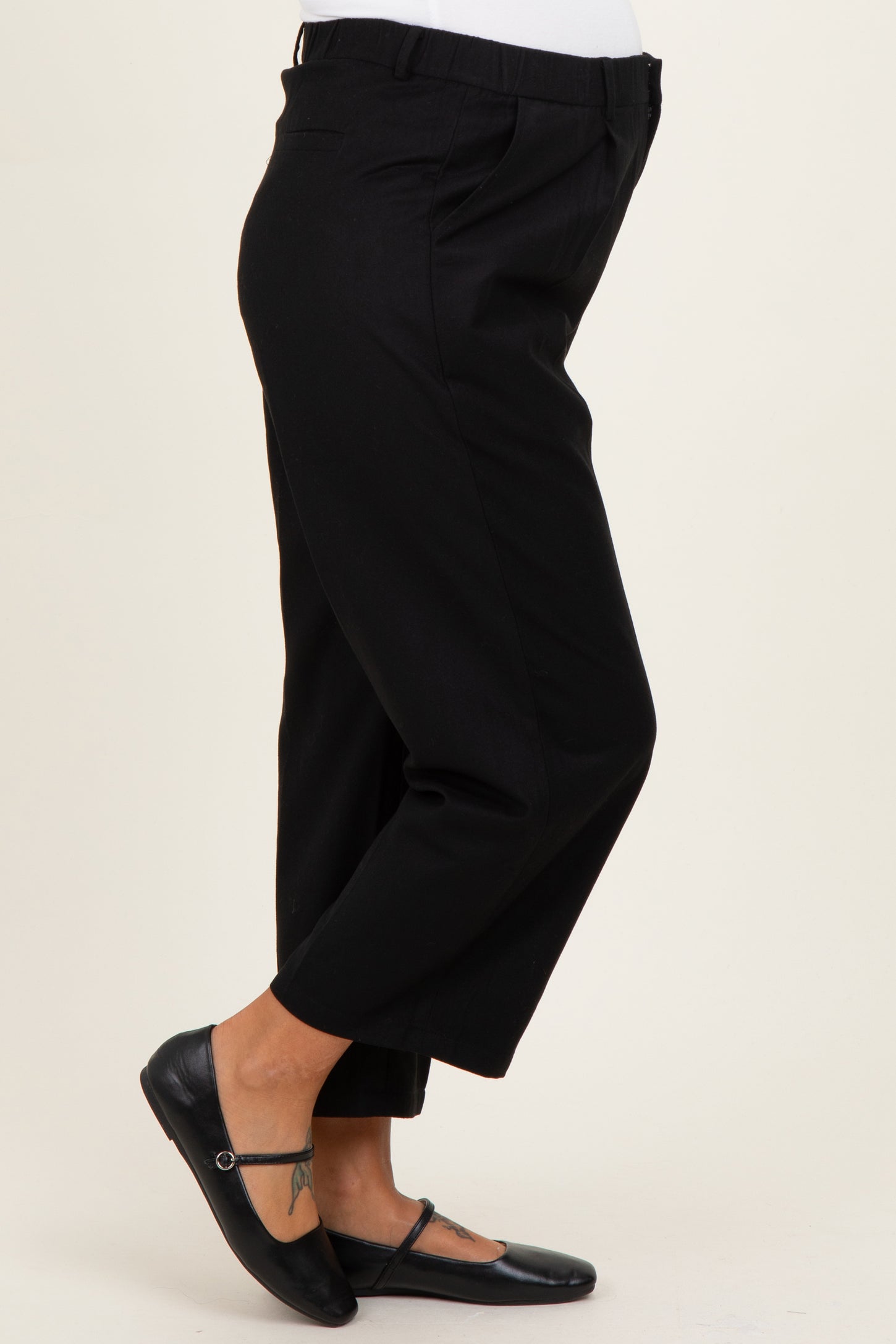 Black Elastic Waist Semi Formal Maternity Slacks