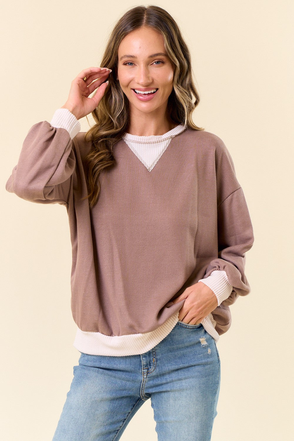 Mocha French Terry Maternity Sweatshirt
