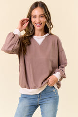 Mocha French Terry Maternity Sweatshirt