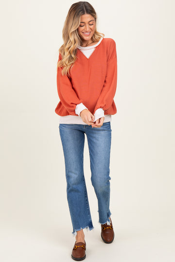 Rust French Terry Maternity Sweatshirt
