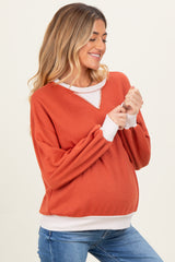 Rust French Terry Maternity Sweatshirt