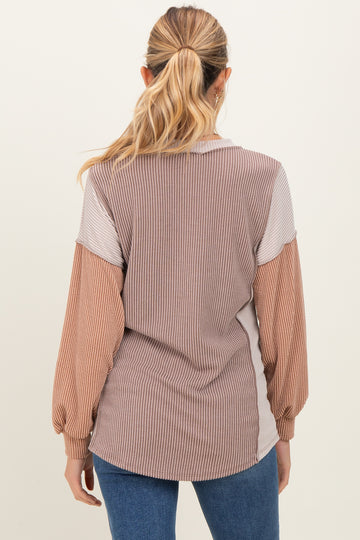 Mocha Colorblock Maternity Top