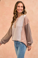 Taupe Colorblock Top