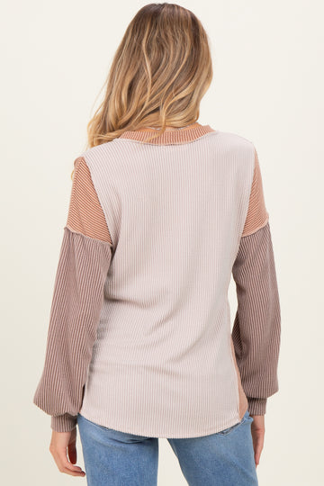 Taupe Colorblock Maternity Top