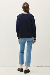 Navy Chunky Cable Knit Sweater