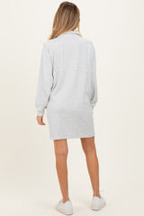 Heather Grey Brushed Quarter Zip Jersey Lounge Maternity Sweatshirt Dress