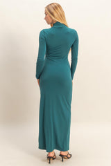 Green Turtleneck Long Sleeve Maxi Dress