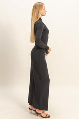 Black Turtleneck Long Sleeve Maxi Dress