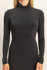 Black Turtleneck Long Sleeve Maxi Dress