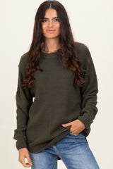 Dark Olive Knit Pullover Maternity Sweater