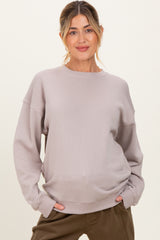 Mocha Fleece Crew Neck Relaxed Fit Maternity Sweatshirt