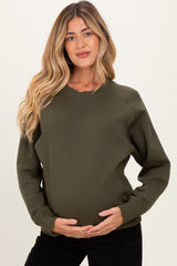 Dark Olive Fleece Maternity Sweatshirt