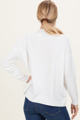 Ivory Mock Neck Exposed Seam Sweater