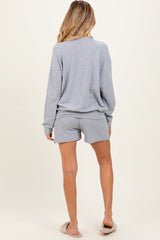 Heather Grey Maternity Pullover & Shorts Set
