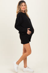 Black Maternity Pullover & Shorts Set