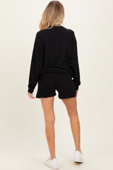 Black Maternity Pullover & Shorts Set