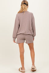 Mocha Maternity Pullover & Shorts Set