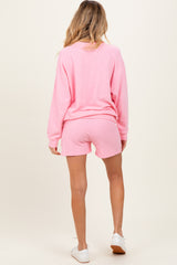 Pink Maternity Pullover & Shorts Set