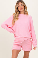 Pink Maternity Pullover & Shorts Set