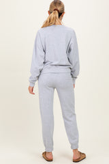 Heather Grey Fleece Long Sleeve Maternity Pullover & Jogger Set