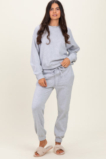 Heather Grey Fleece Long Sleeve Pullover & Jogger Set