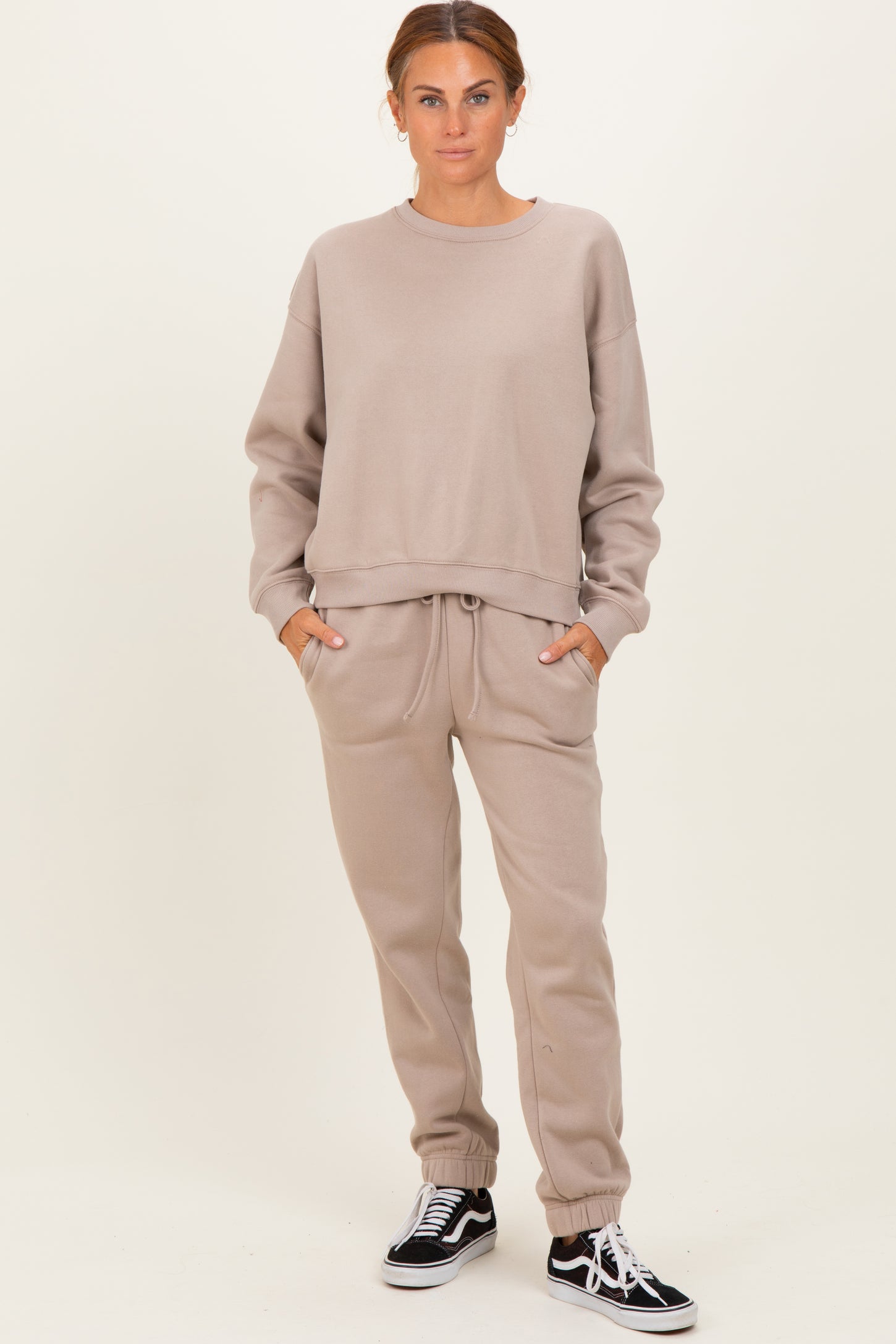 Light Mocha Fleece Long Sleeve Pullover & Jogger Set