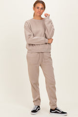 Light Mocha Fleece Long Sleeve Pullover & Jogger Set