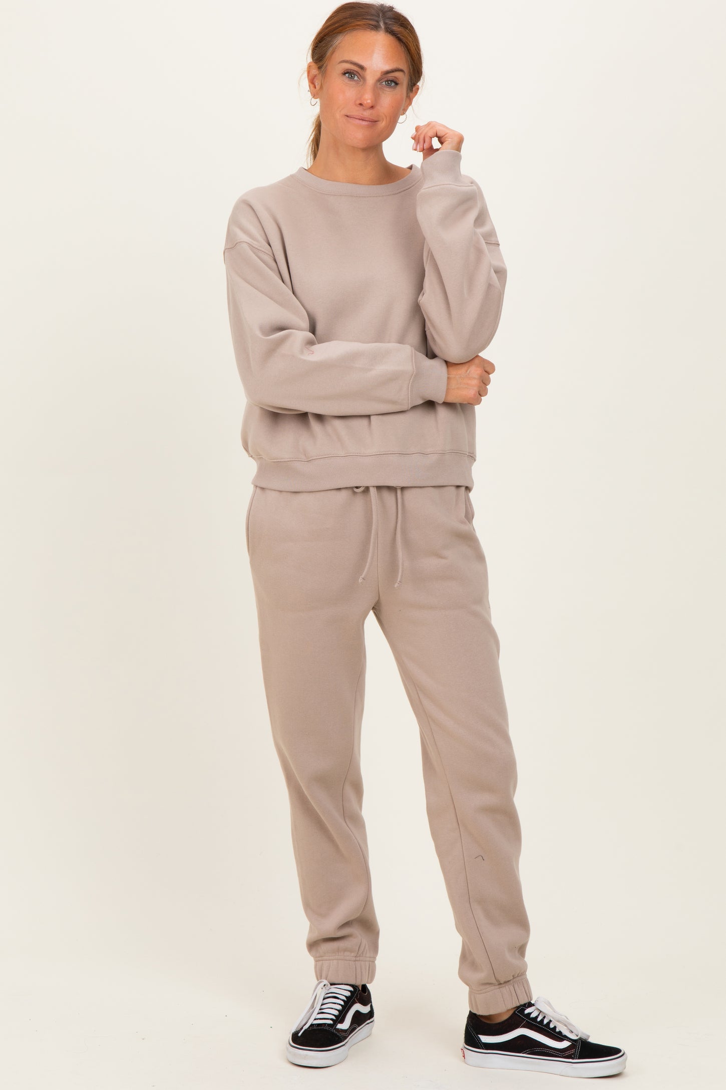 Light Mocha Fleece Long Sleeve Pullover & Jogger Set