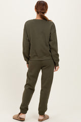 Olive Fleece Long Sleeve Pullover & Jogger Set