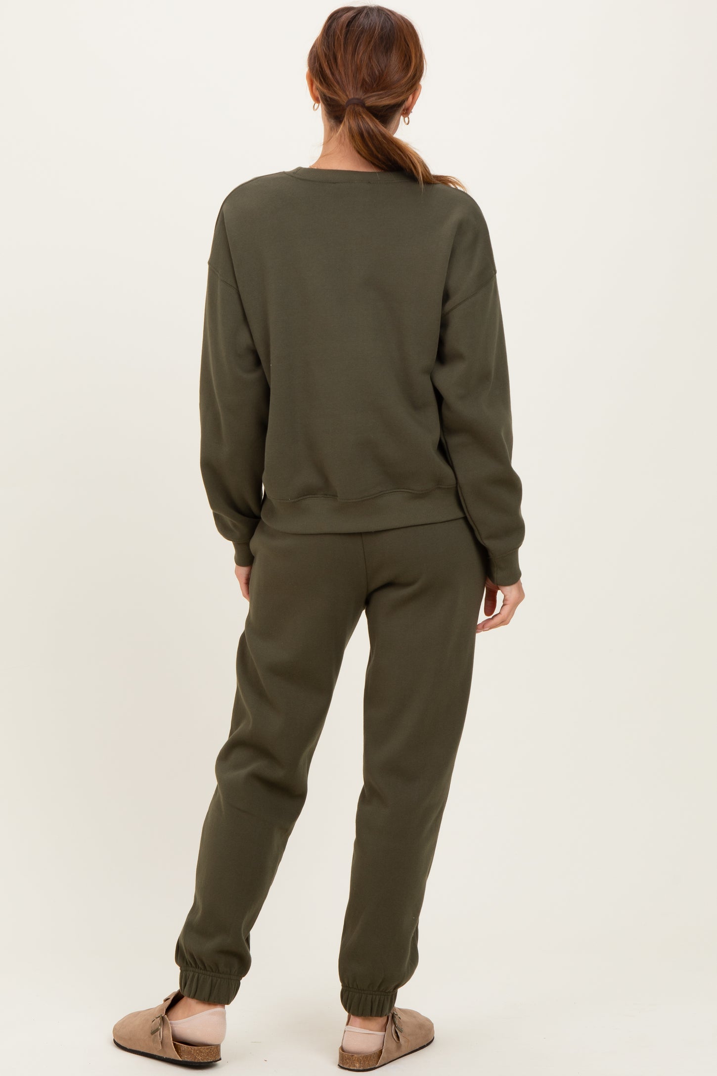 Olive Fleece Long Sleeve Pullover & Jogger Set