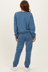 Dusty Blue Fleece Long Sleeve Pullover & Jogger Set