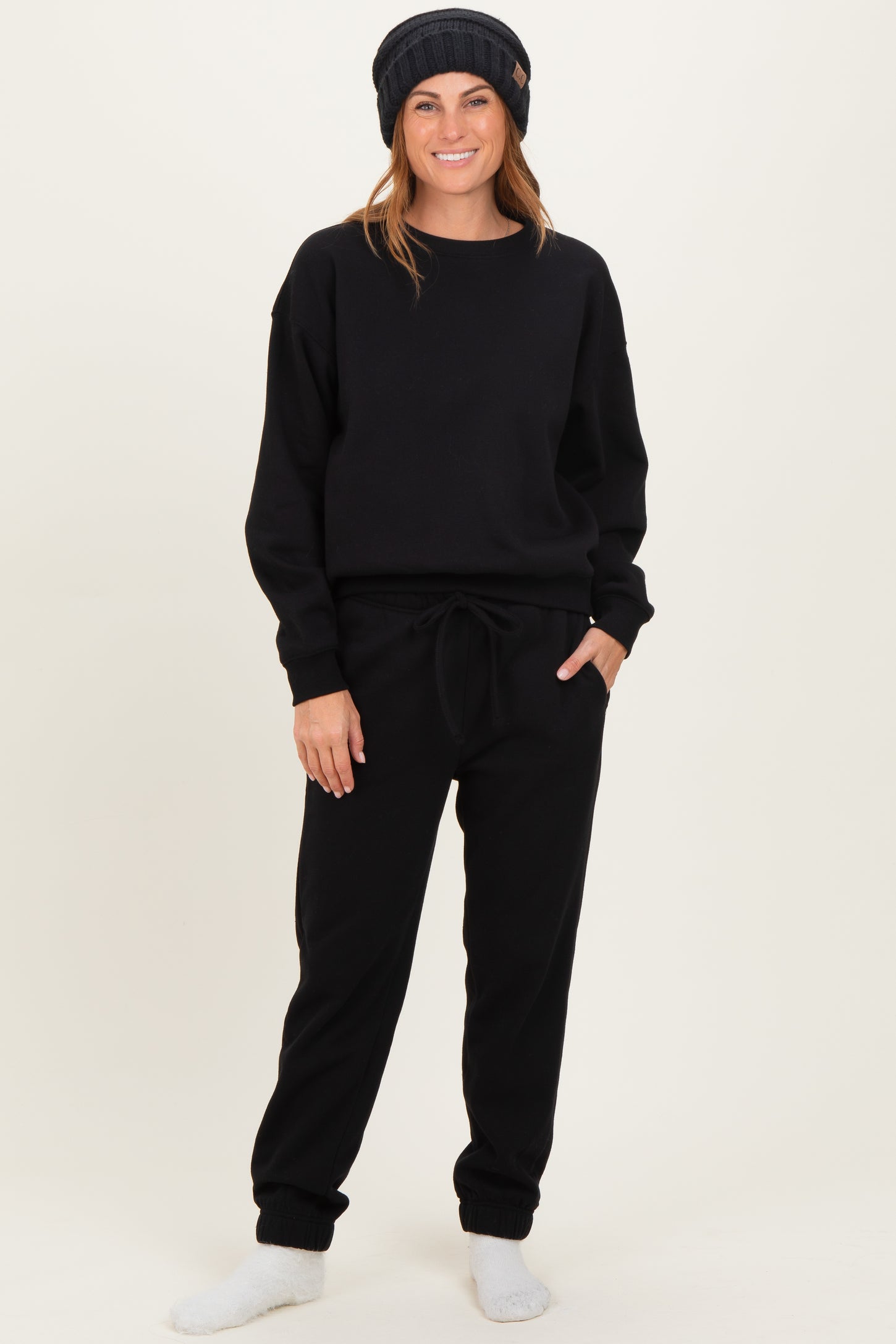 Black Fleece Long Sleeve Pullover & Jogger Set