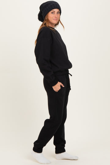 Black Fleece Long Sleeve Pullover & Jogger Set