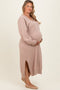 Taupe V-Neck Relaxed Fit Maternity Plus Sweater Dress