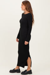 Black Scoop Back Long Sleeve Maxi Dress