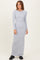Light Grey Ribbed Long Sleeve Side Slit Maxi Dress