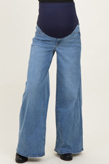 Blue Palazzo Wide Leg Maternity Jeans